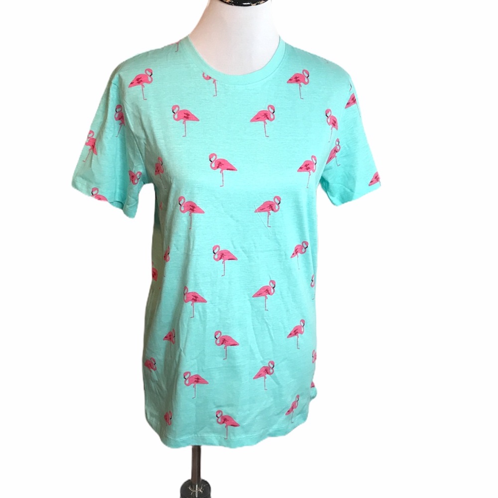 Knicker Bocker Flamingo Crew Neck Shirt Blue Pink